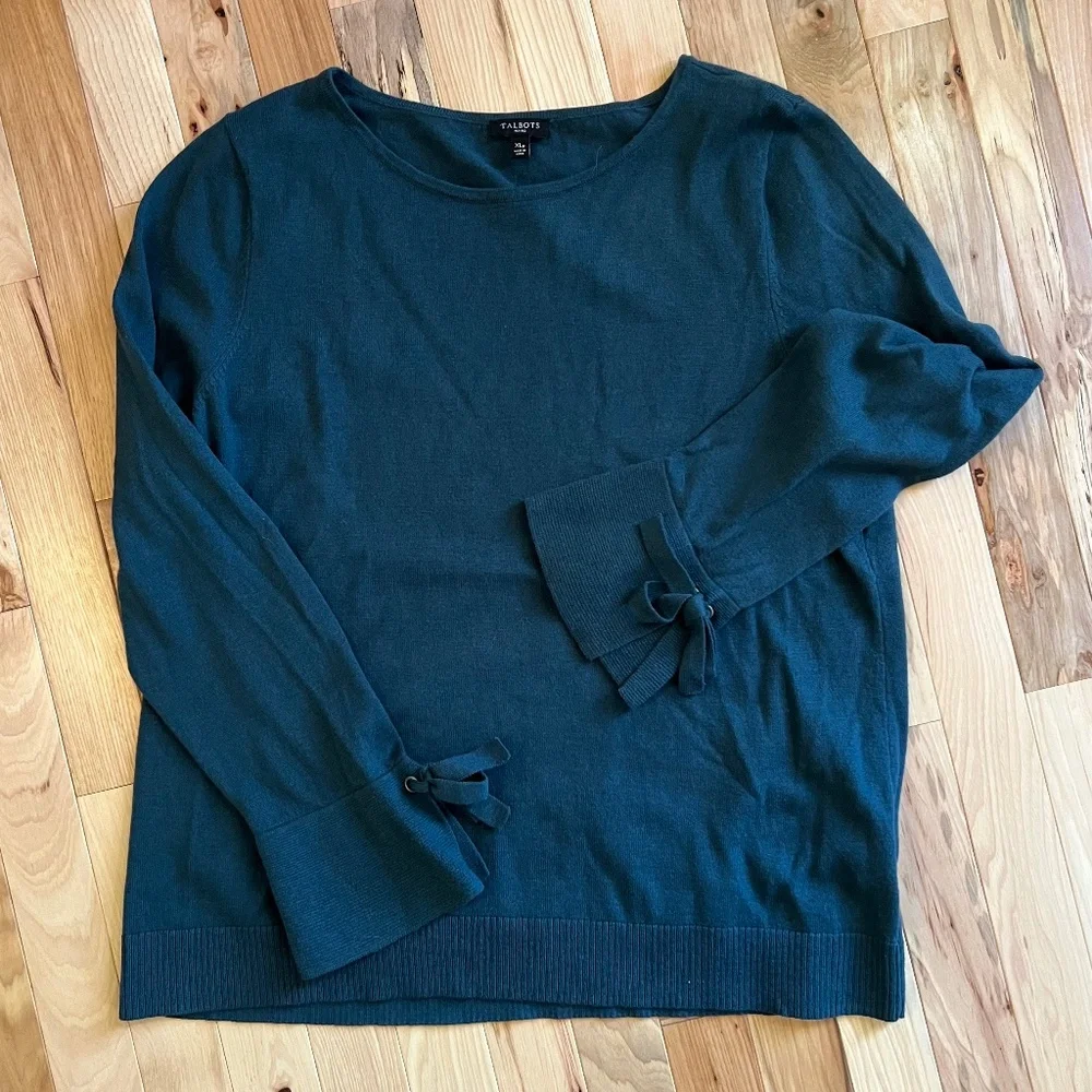 Talbots Green-Blue Long-Sleeve Blouse - Picture 1 of 6